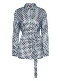 Max Mara geometric-print tie-belt shirt - Blue