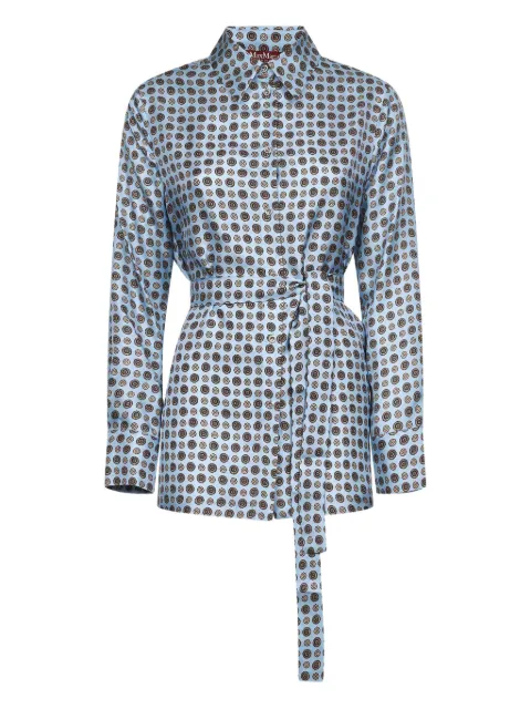 Max Mara geometric-print tie-belt shirt