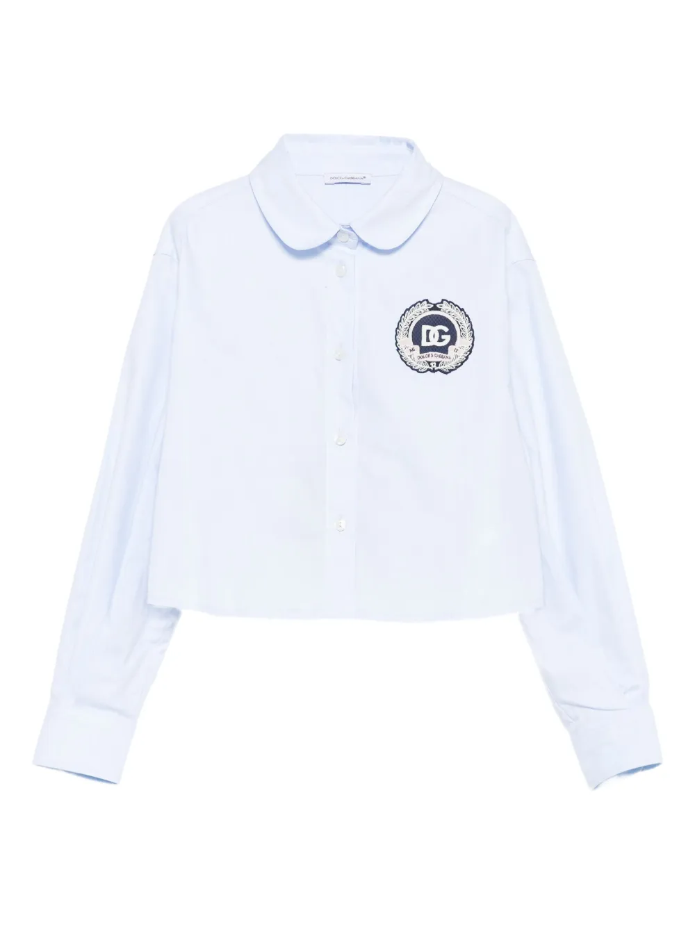 Dolce & Gabbana Kids Shirt met Peter Pan kraag en logopatch Blauw