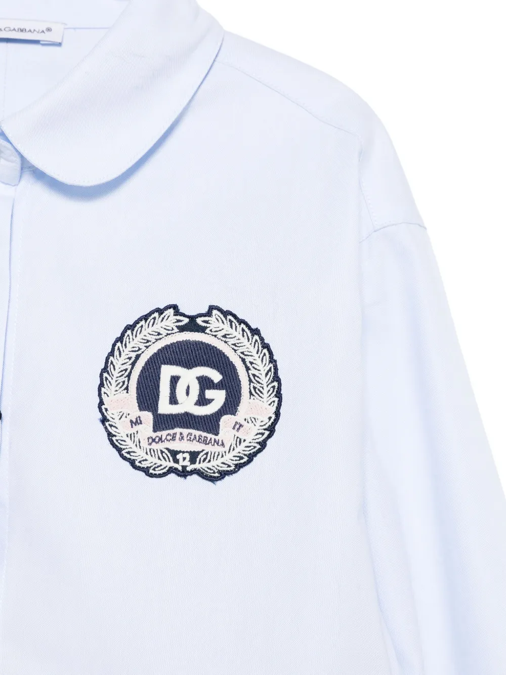 Dolce & Gabbana Kids Shirt met Peter Pan kraag en logopatch Blauw