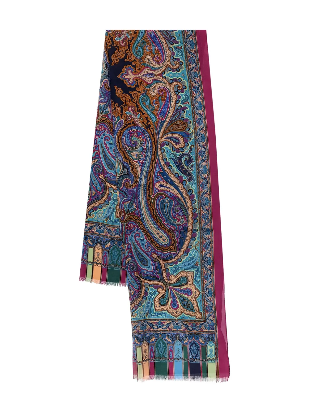 ETRO paisley-patterned silk scarf Blauw