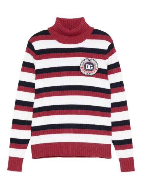 Dolce & Gabbana Kids striped logo-appliqué sweater 