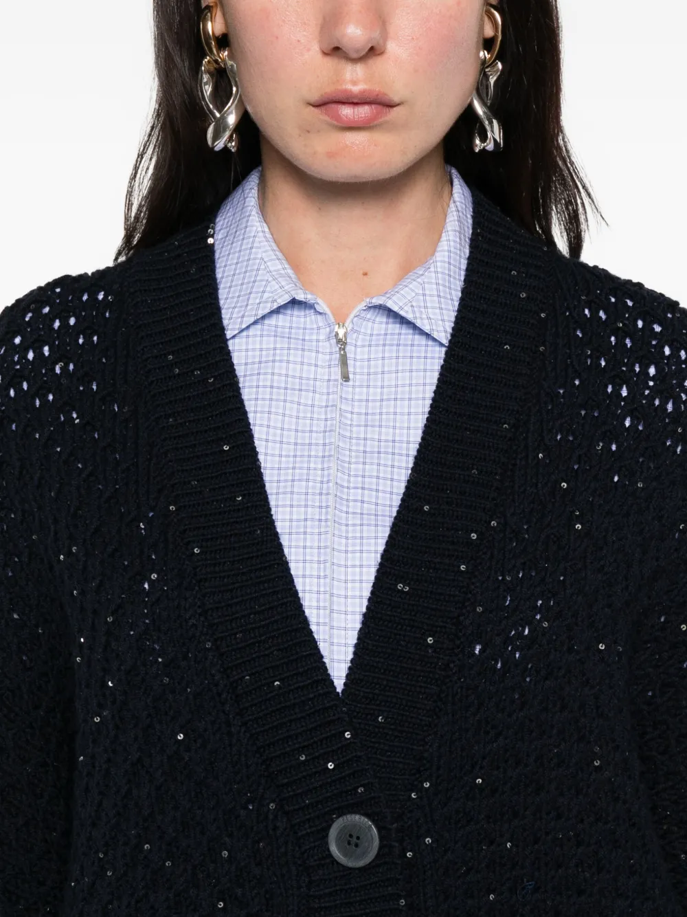 Peserico sequin-embellished cardigan Blauw