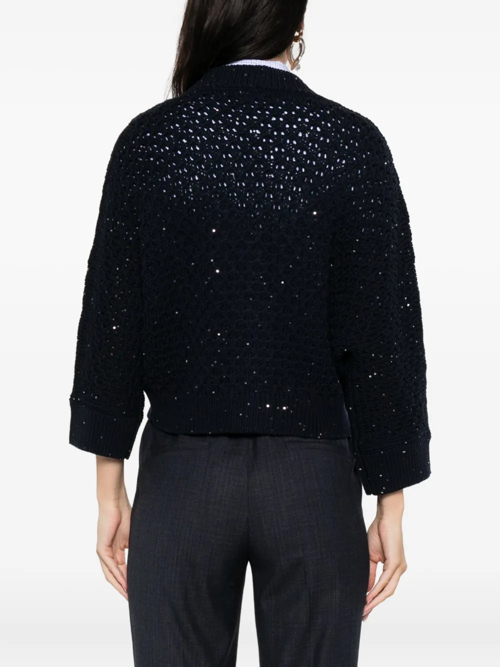 Peserico sequin-embellished cardigan Blauw