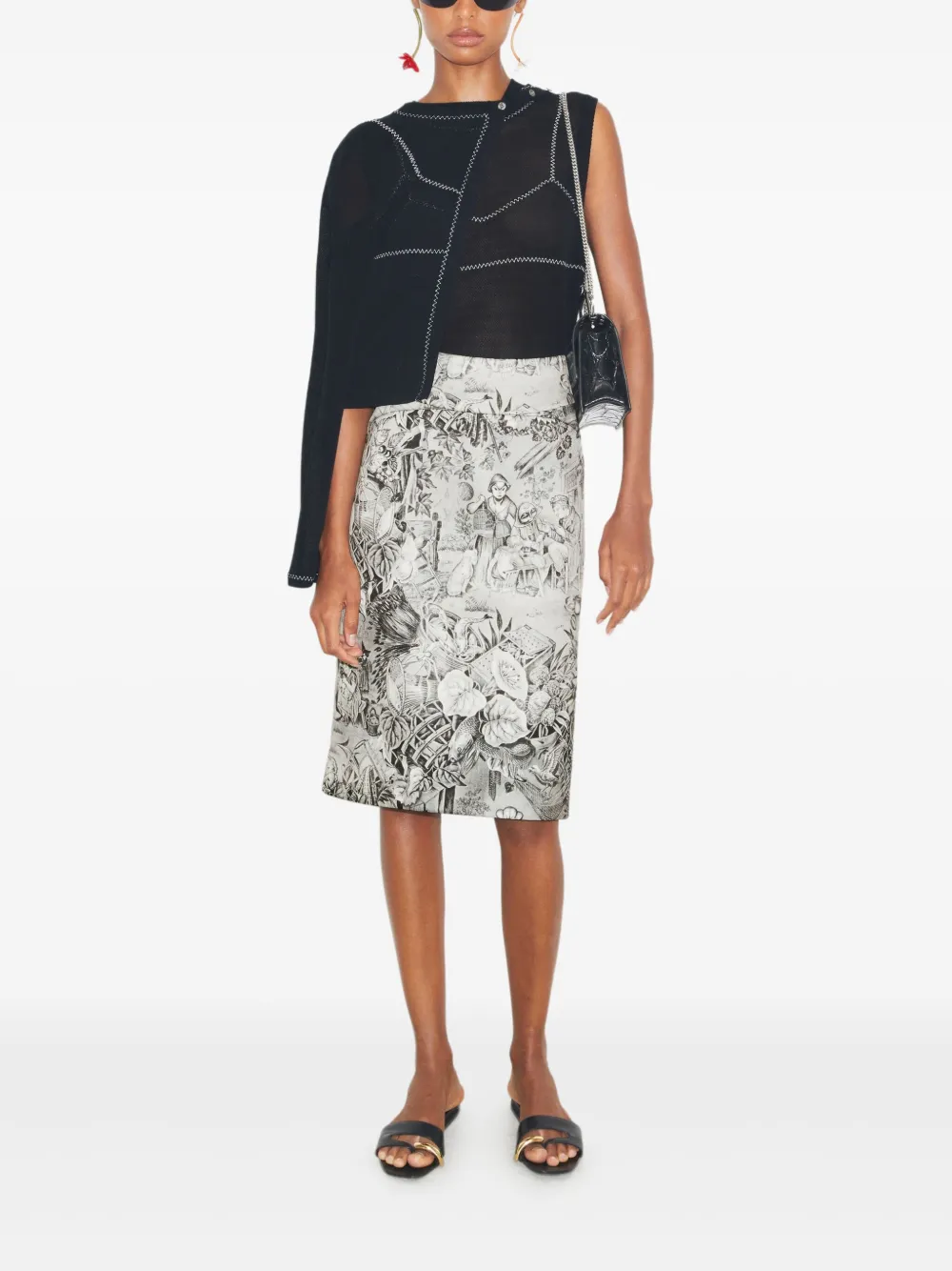 Tory Burch printed viscose skirt Grijs