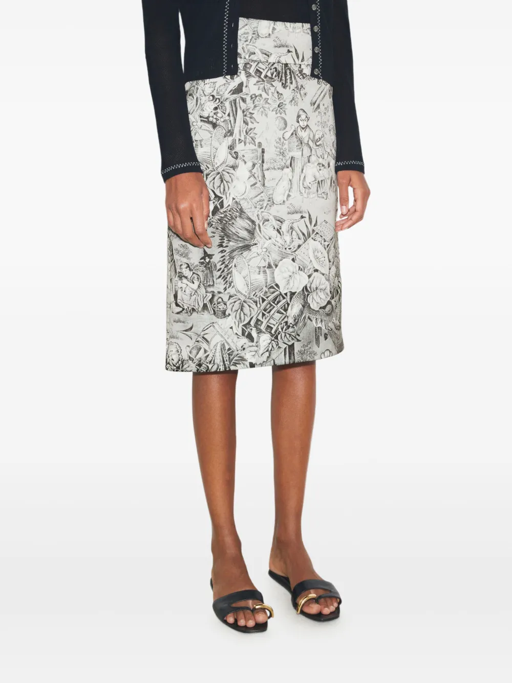 Tory Burch printed viscose skirt Grijs