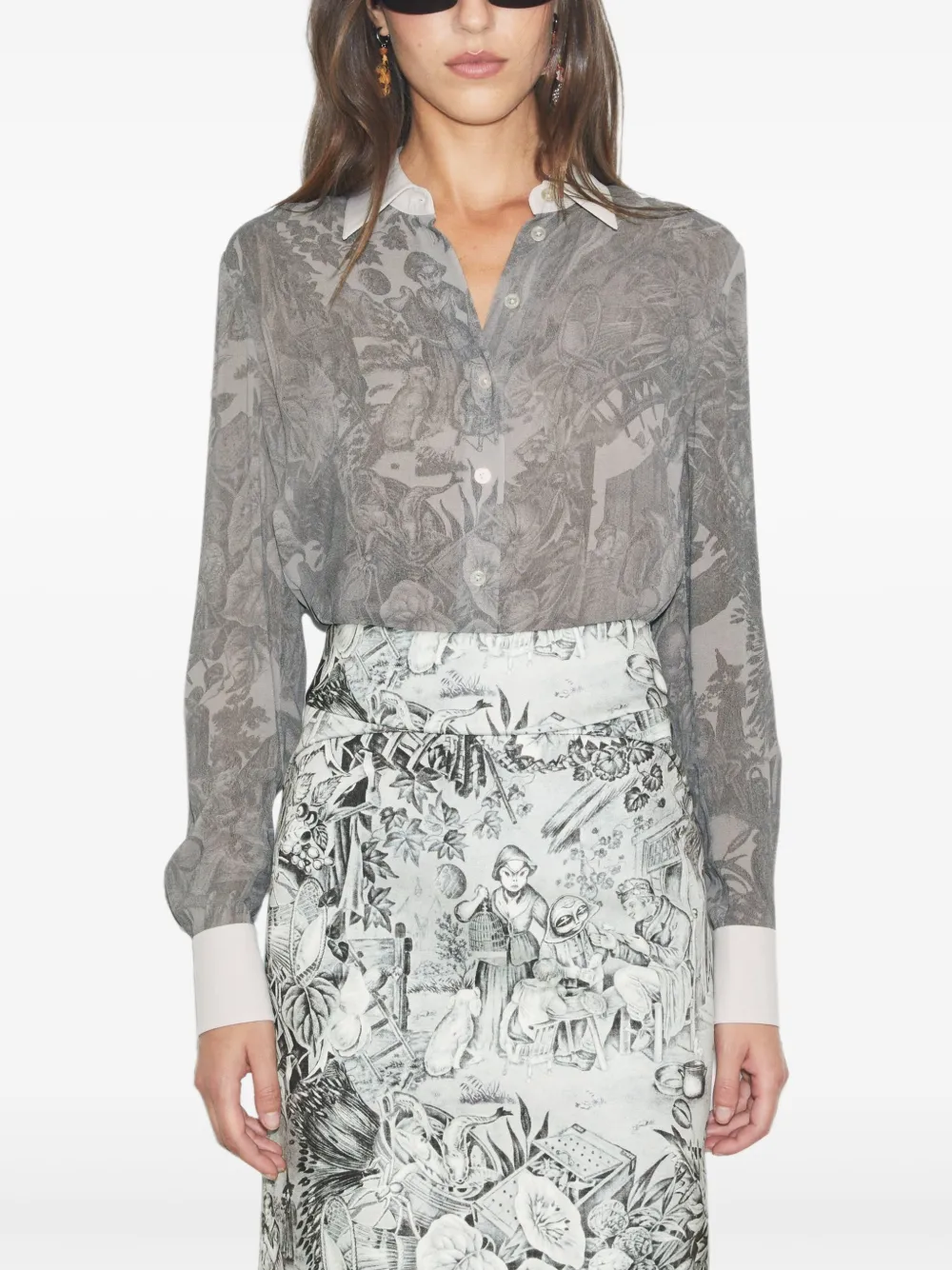 Tory Burch Viscose blouse met print Grijs