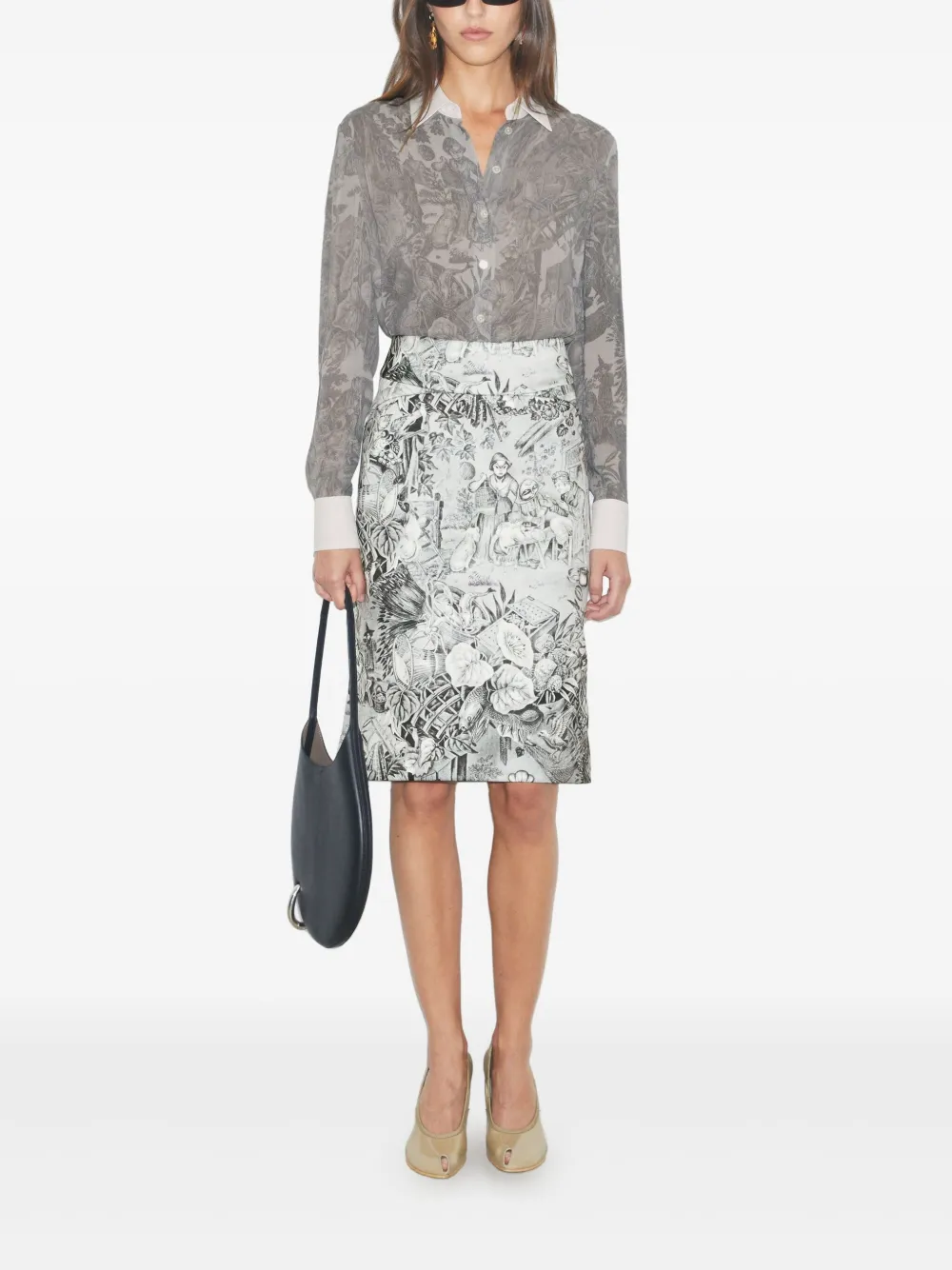 Tory Burch Viscose blouse met print Grijs