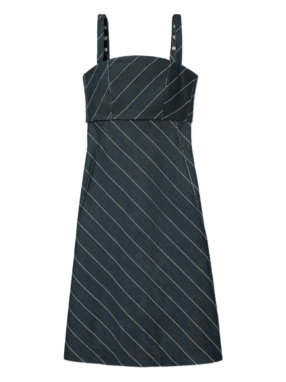 Tory Burch Striped-pattern Cotton-blend Midi Dress