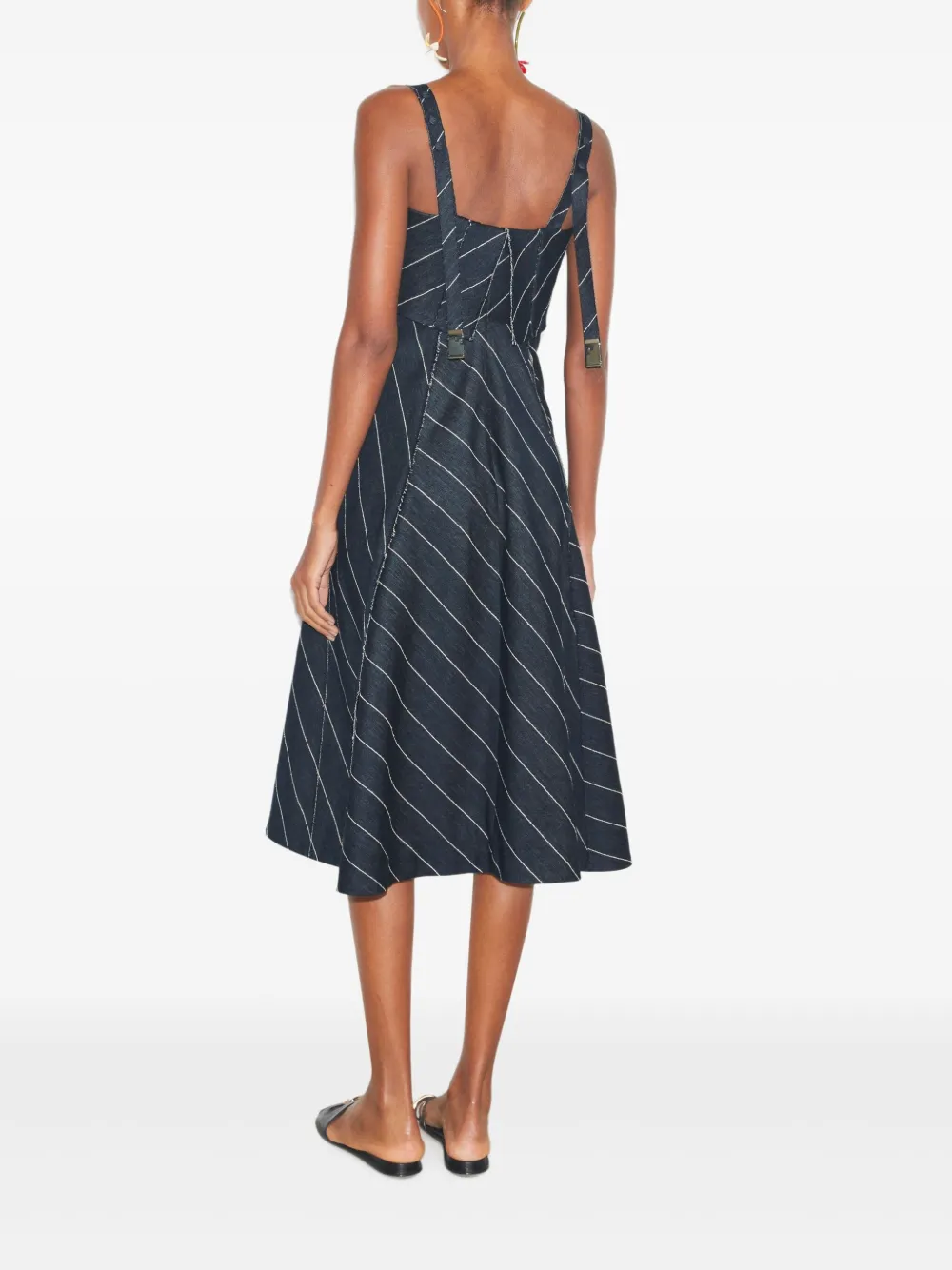 Tory Burch Striped-pattern Cotton-blend Midi Dress