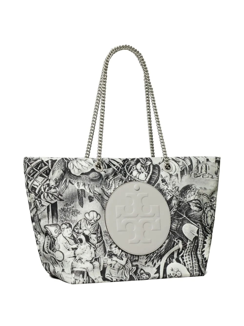 Tory Burch Ella grote shopper met kettingprint Grijs