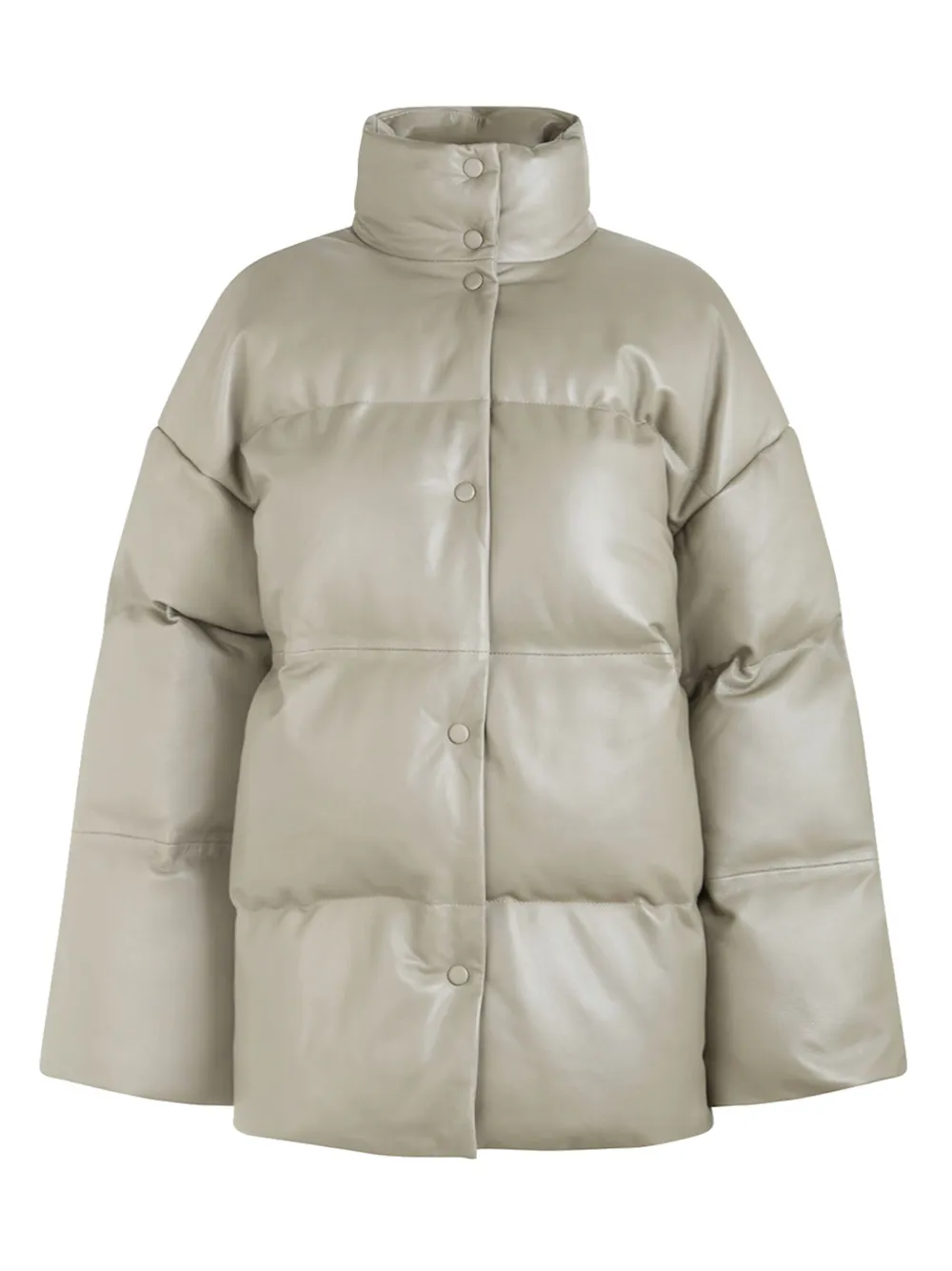 Samsoe & Samsoe Quilted Leather Jacket In Green