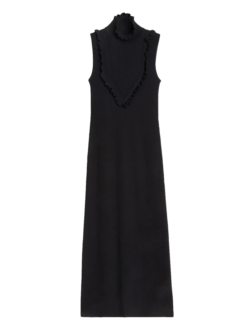 Rodebjer ribbed ruffle maxi dress Zwart
