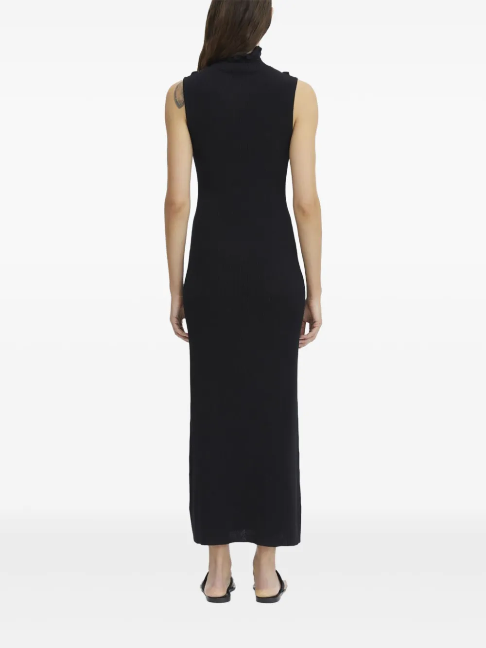 Rodebjer ribbed ruffle maxi dress Zwart