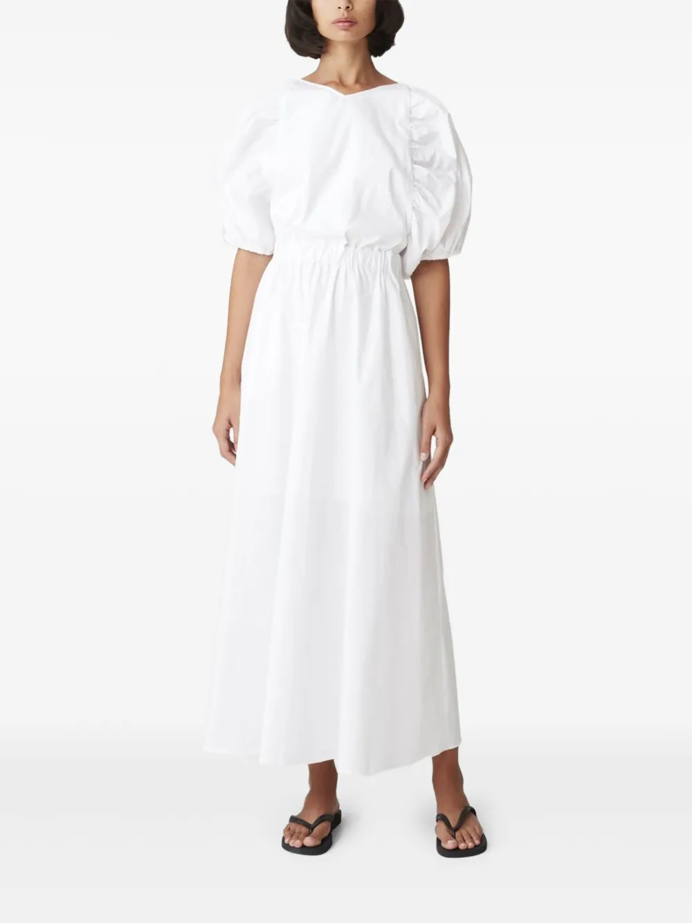 Gestuz puff-sleeve lace-up dress - Wit