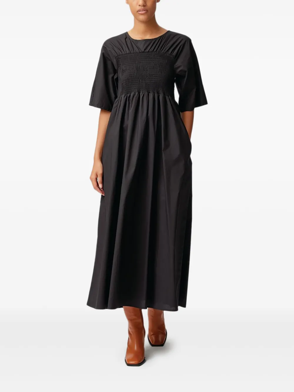 Gestuz Karlota smocked-detail maxi dress Zwart