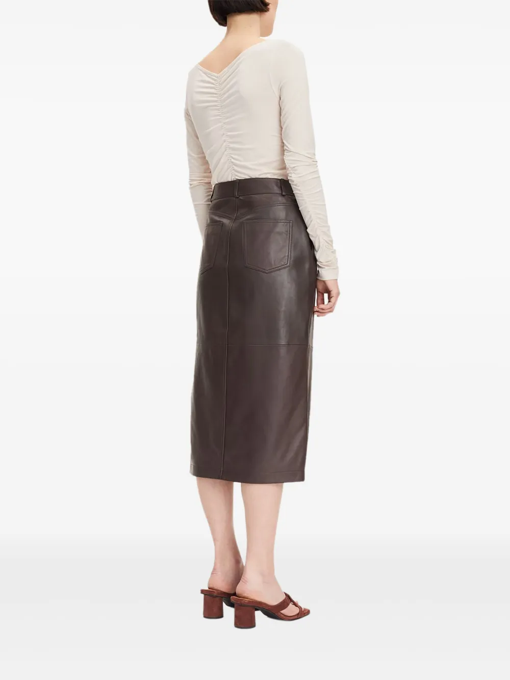SAMSOE Ulrika gathered-detail T-shirt Beige