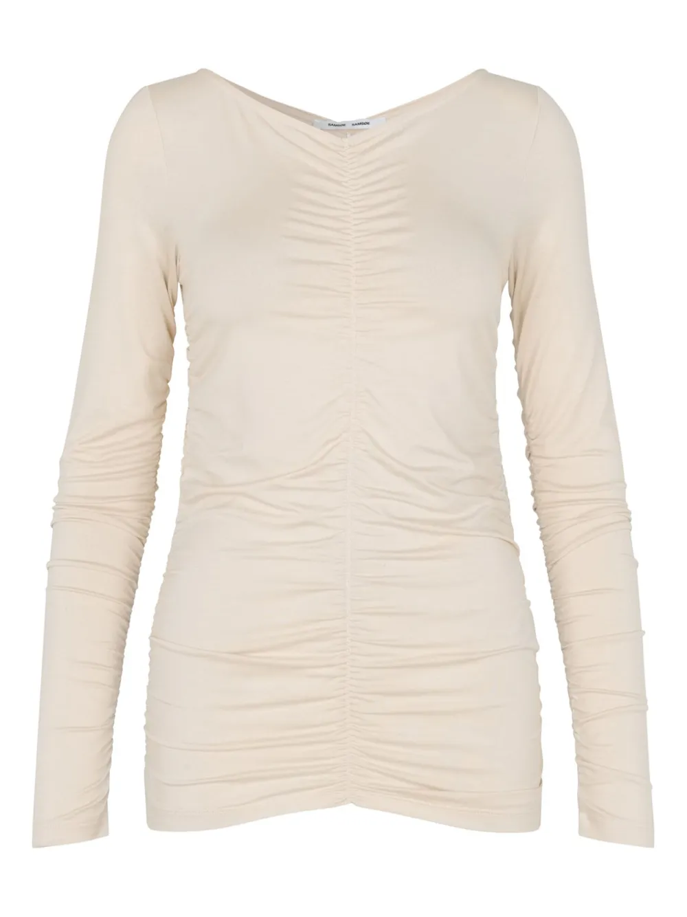 SAMSOE Ulrika gathered-detail T-shirt Beige