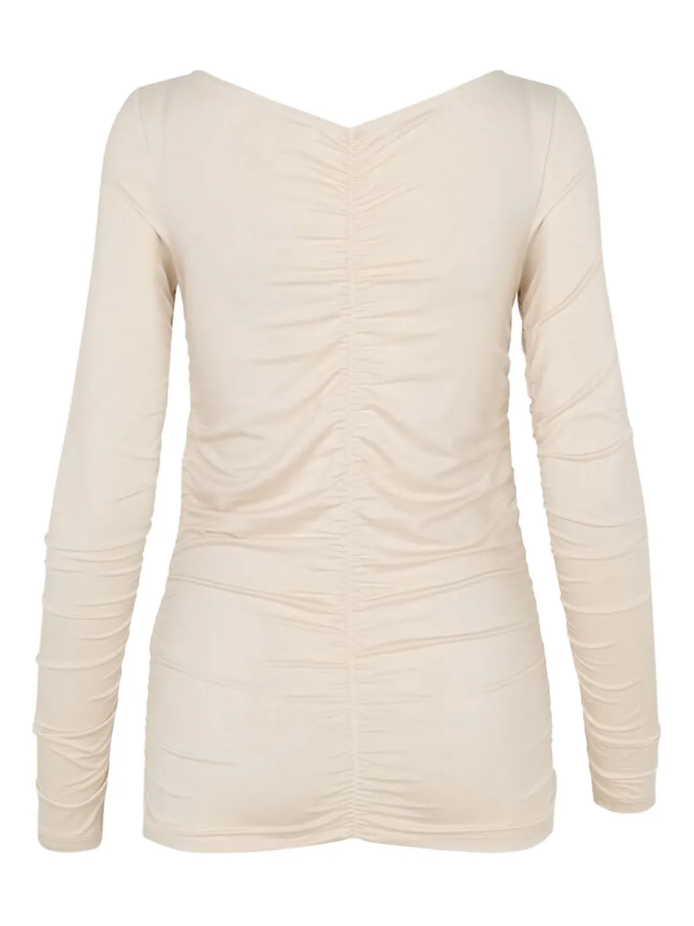 SAMSOE Ulrika gathered-detail T-shirt Beige