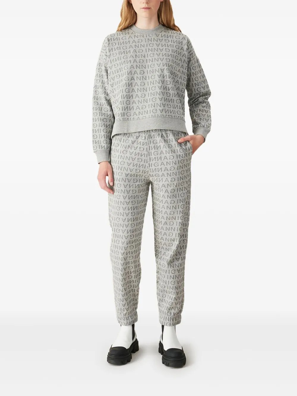 GANNI logo-print track pants Grijs