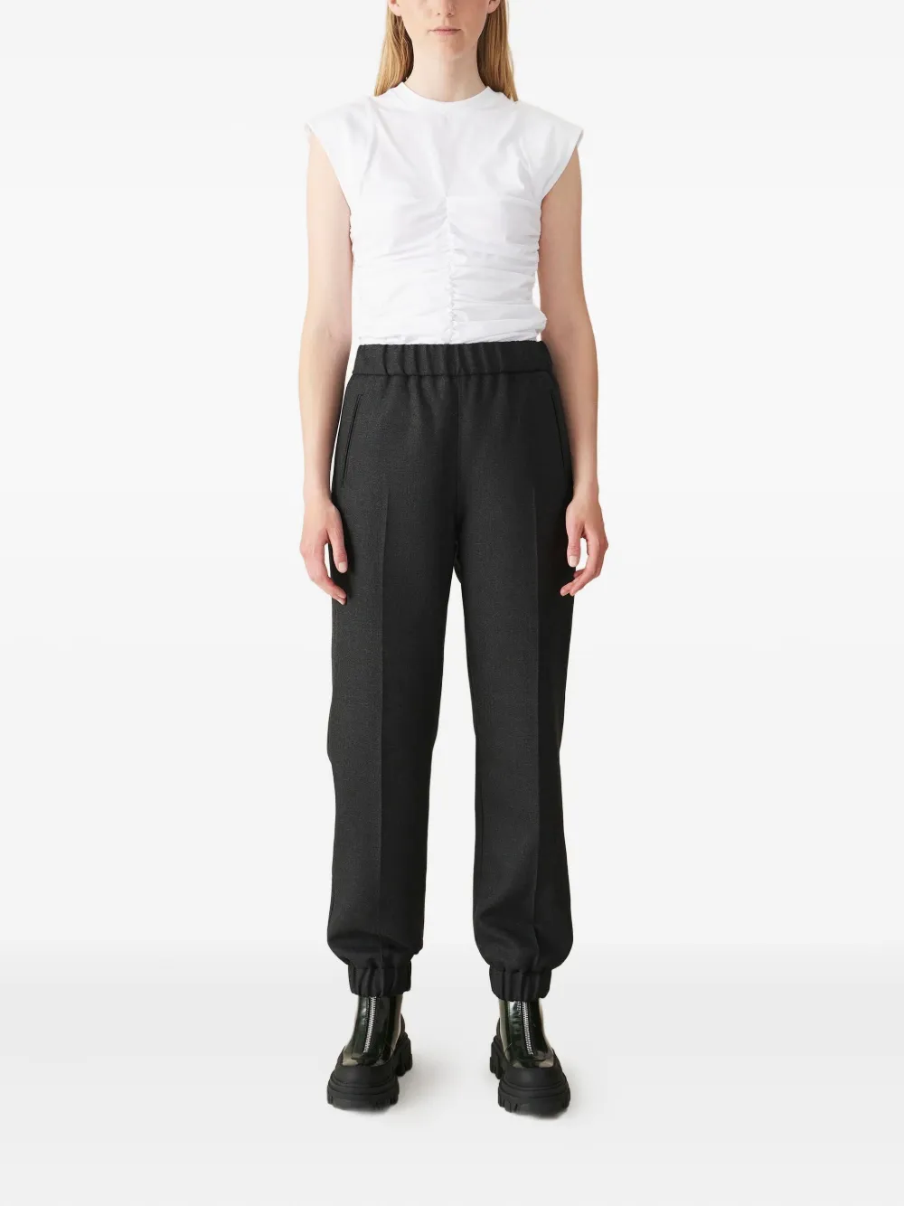 GANNI elasticated-waistband trousers - Grijs