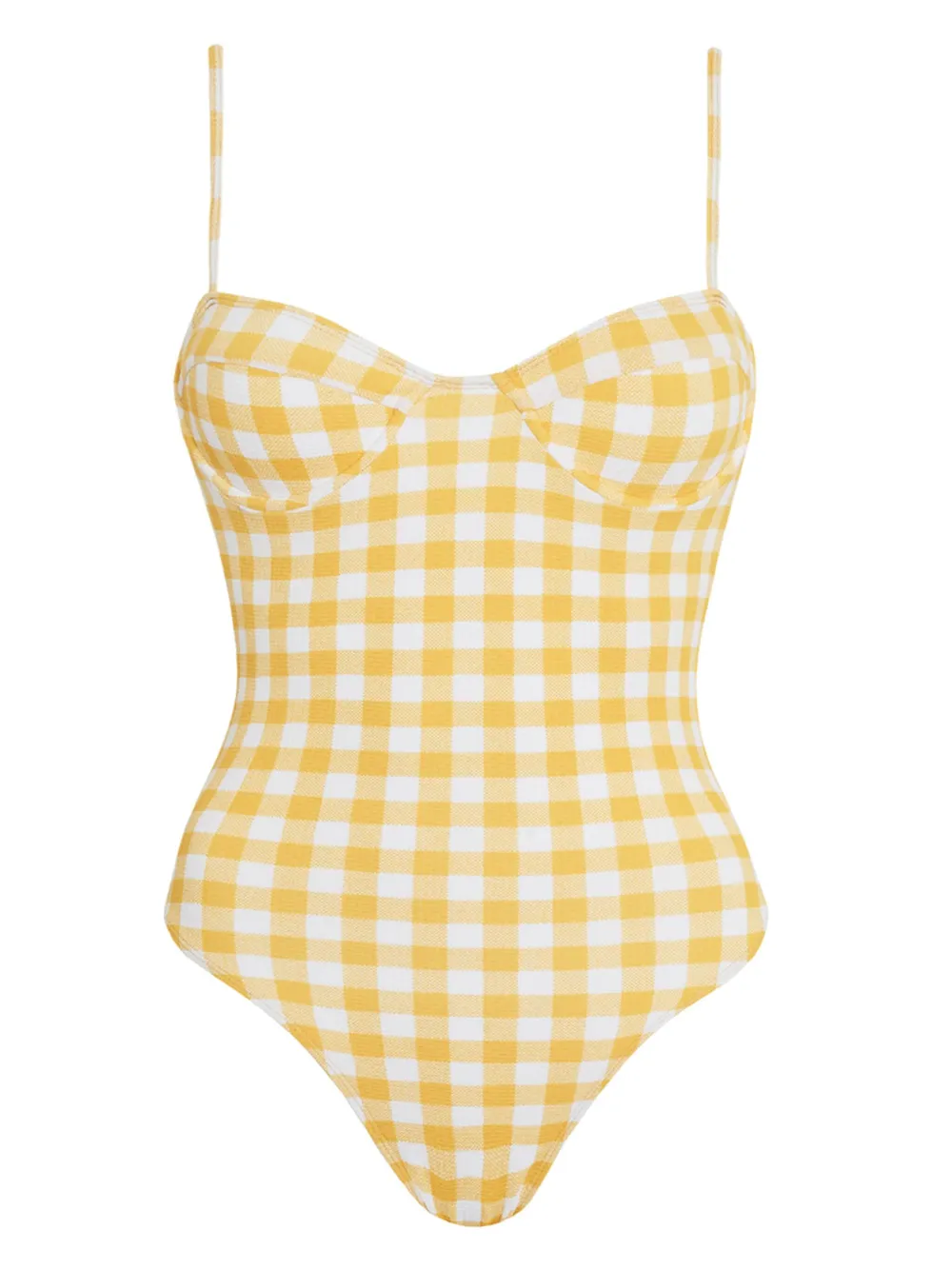 Faithfull the Brand gingham-check pattern swimsuit Geel