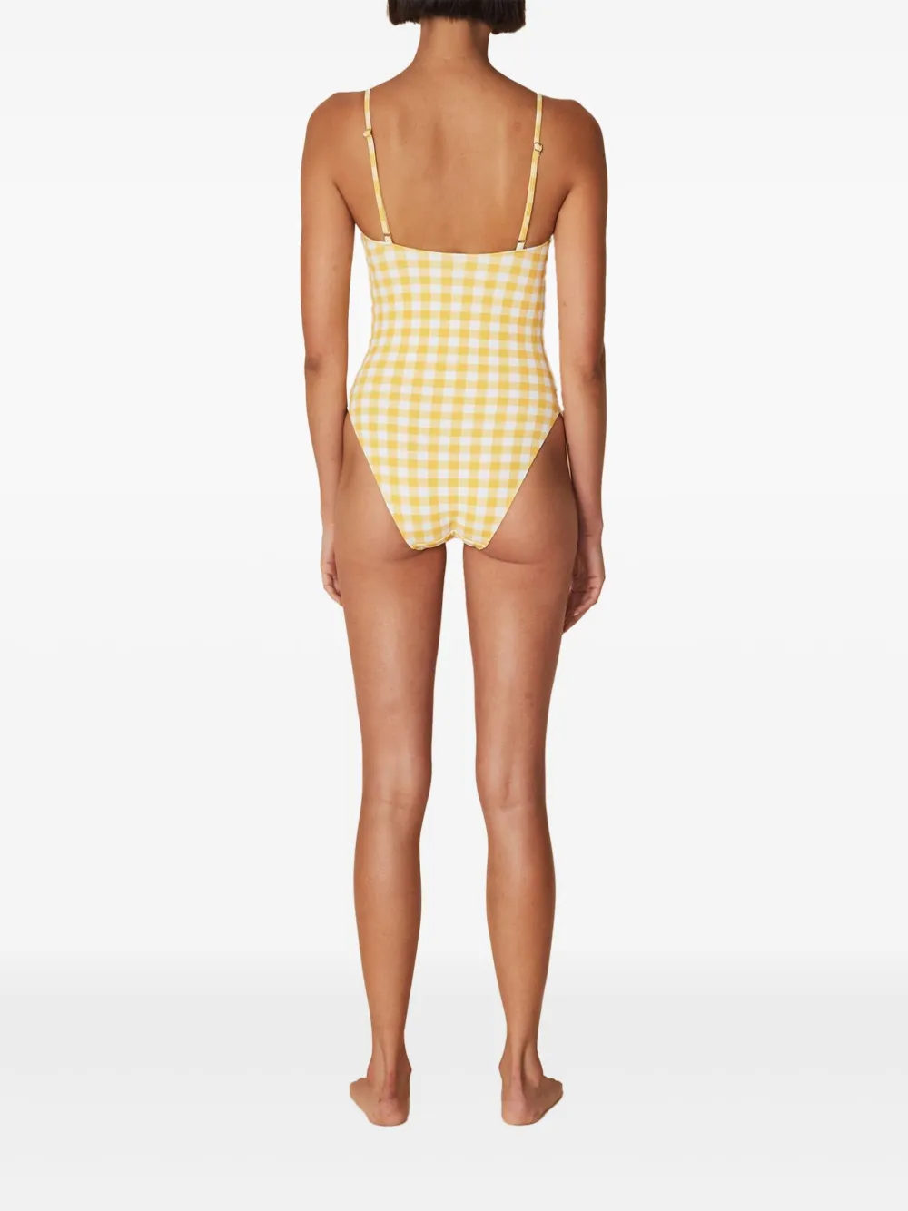 Faithfull the Brand gingham-check pattern swimsuit Geel