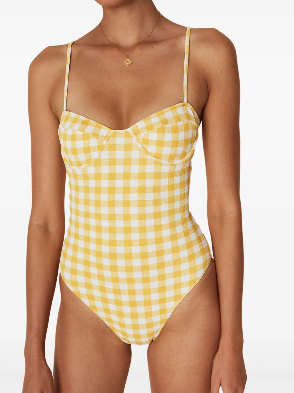 Faithfull the Brand gingham-check pattern swimsuit Geel
