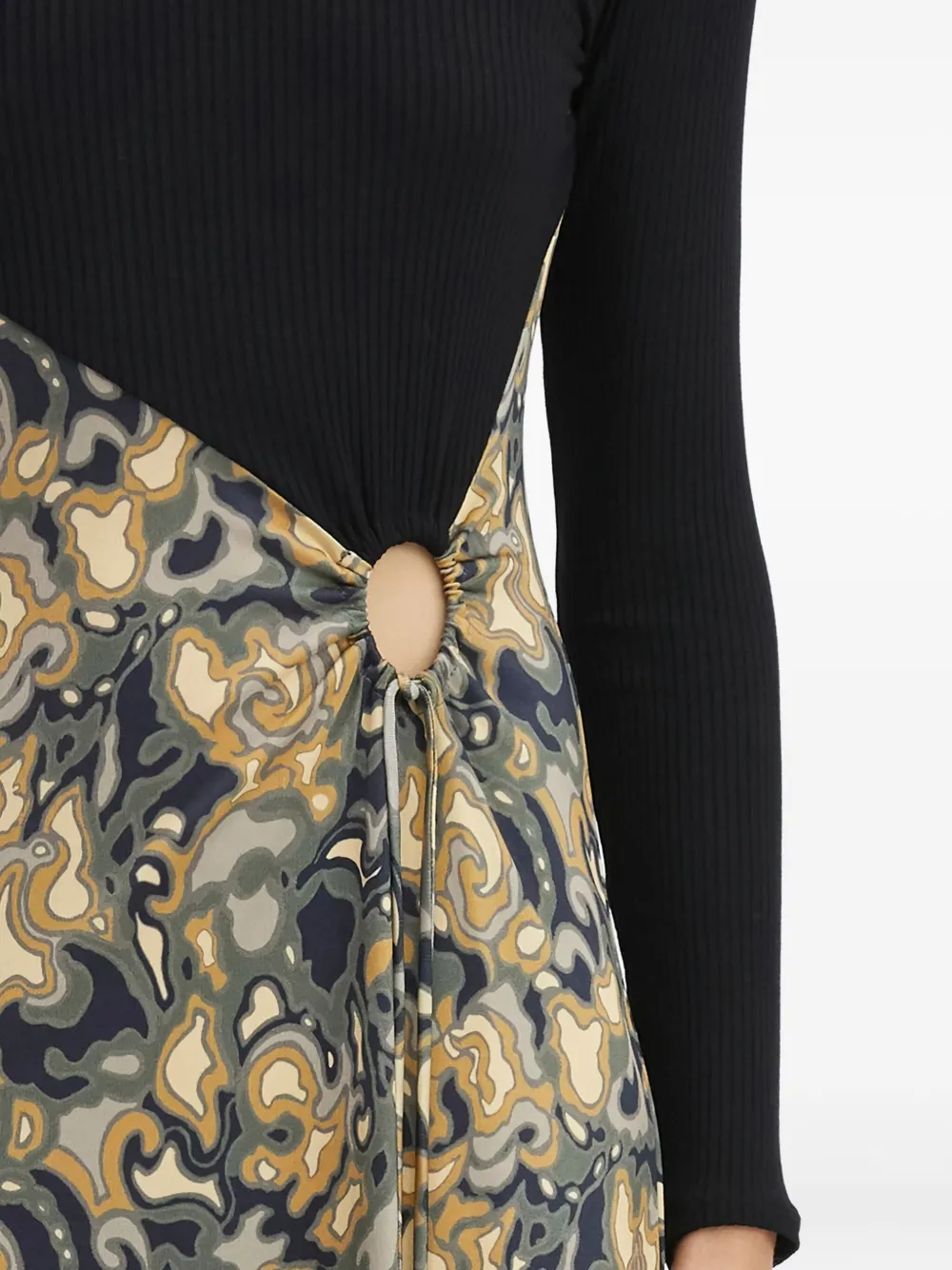 Rodebjer ribbed marbled midi dress Zwart
