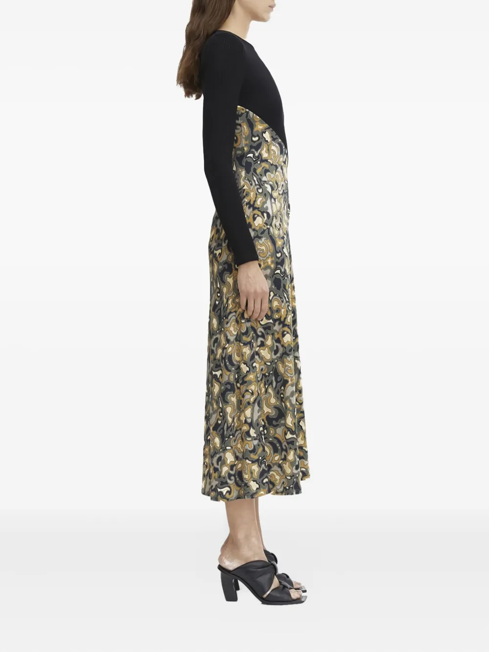 Rodebjer ribbed marbled midi dress Zwart