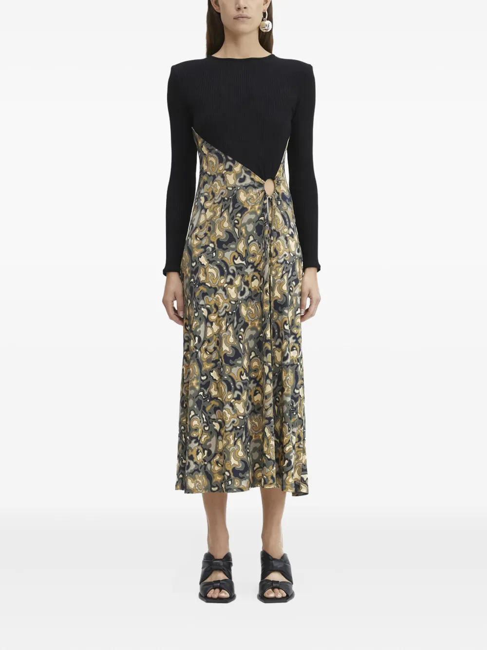 Rodebjer ribbed marbled midi dress Zwart