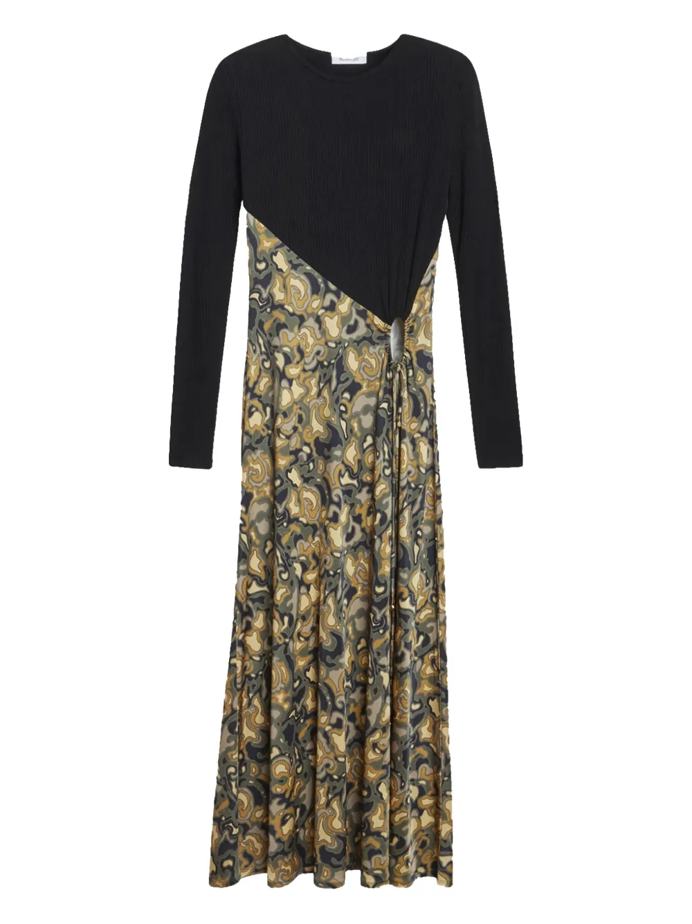 Rodebjer ribbed marbled midi dress Zwart