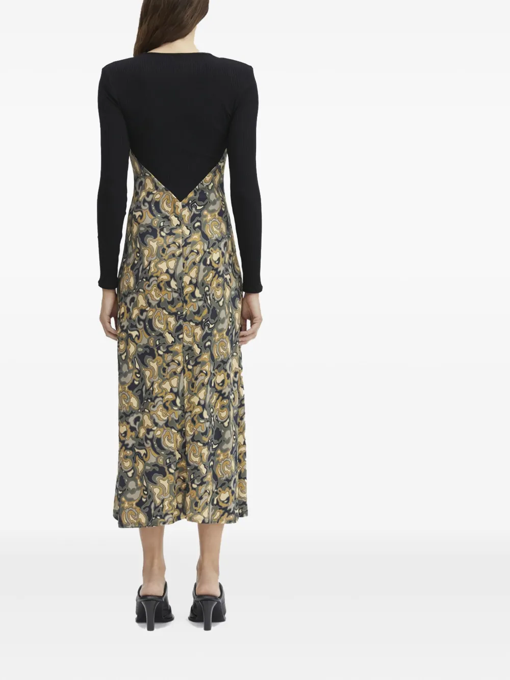 Rodebjer ribbed marbled midi dress Zwart