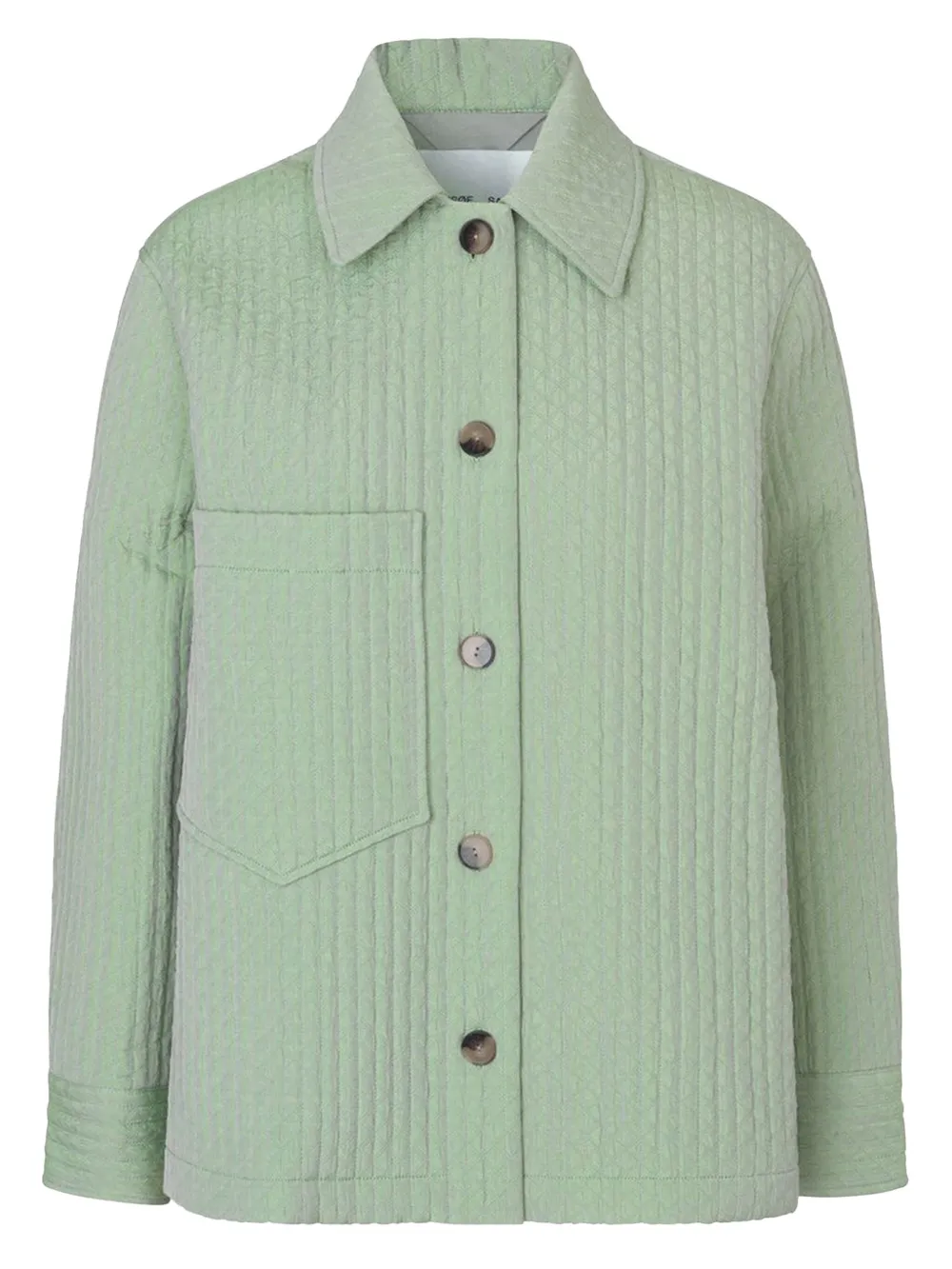 Samsoe & Samsoe Quilted-texture Patch-pocket Jacket In Green