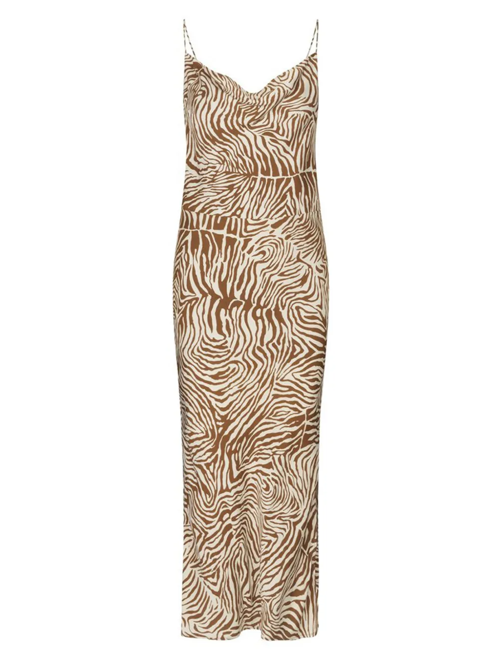 SAMSOE zebra-print cowl-neck dress Bruin