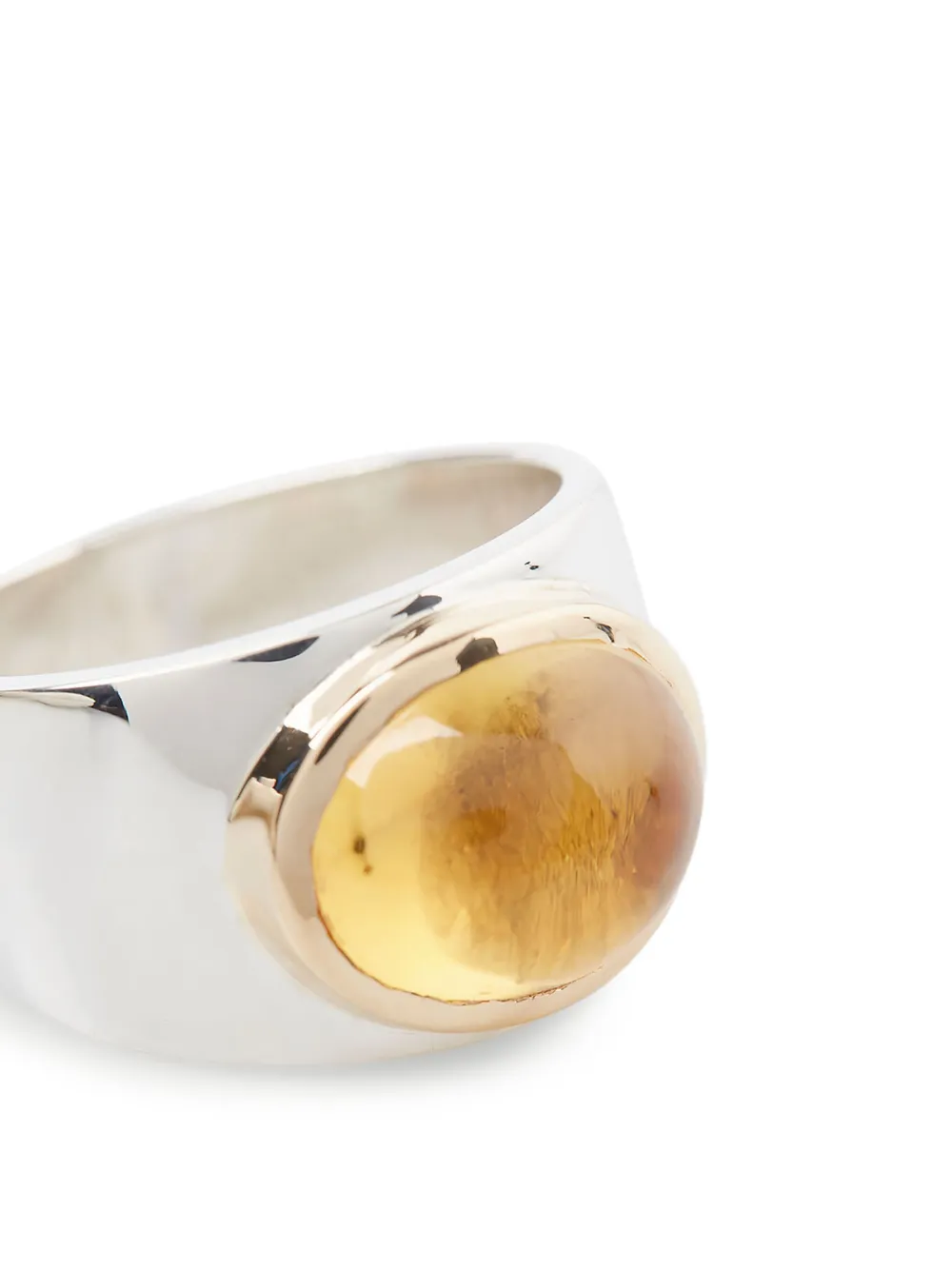 Pearls Before Swine Silver Citrine Gemstone Ring In White