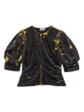 GANNI sequinned puff-sleeve blouse - Black