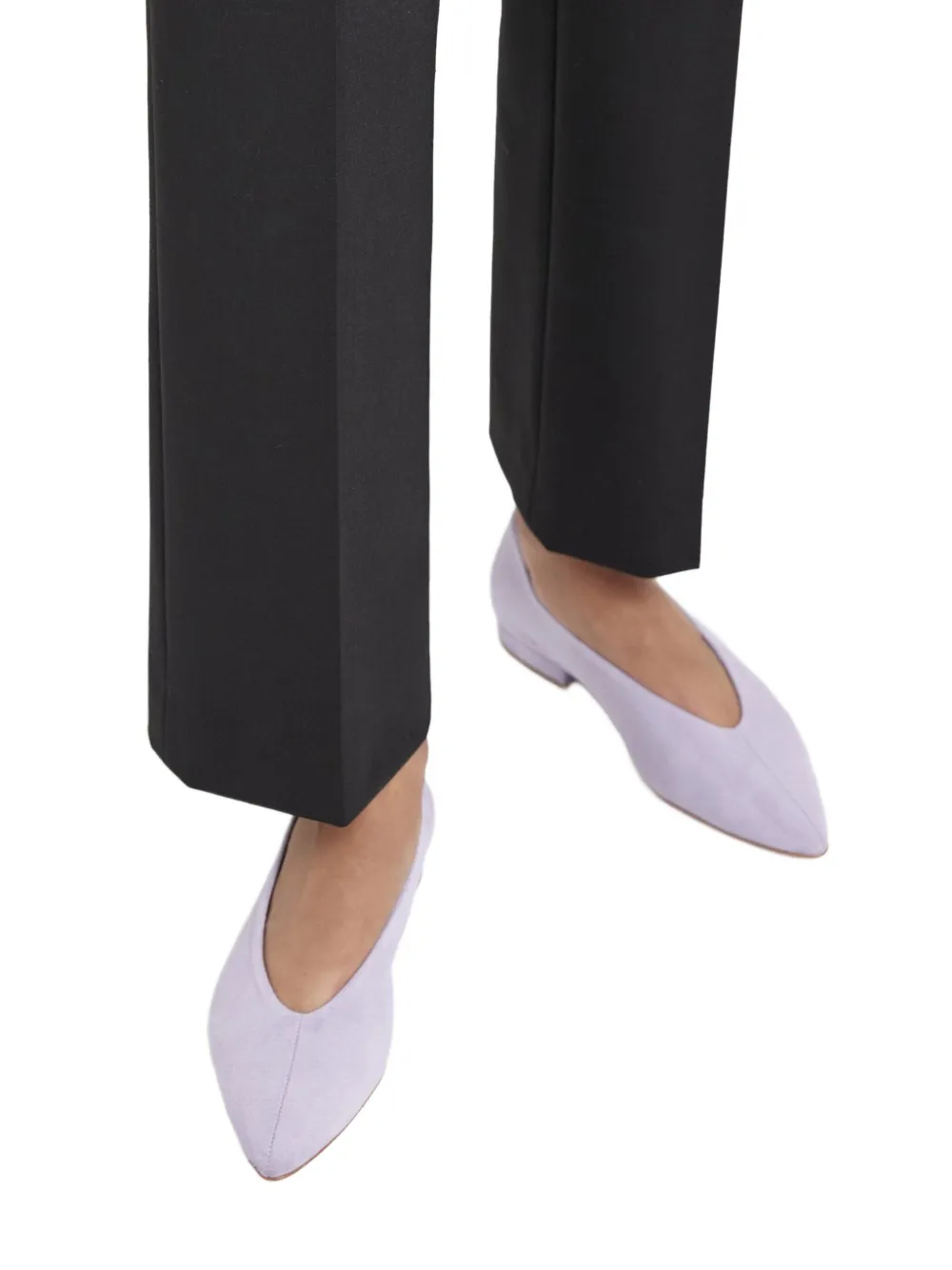 Flattered pointed-toe suede flat pumps Purple