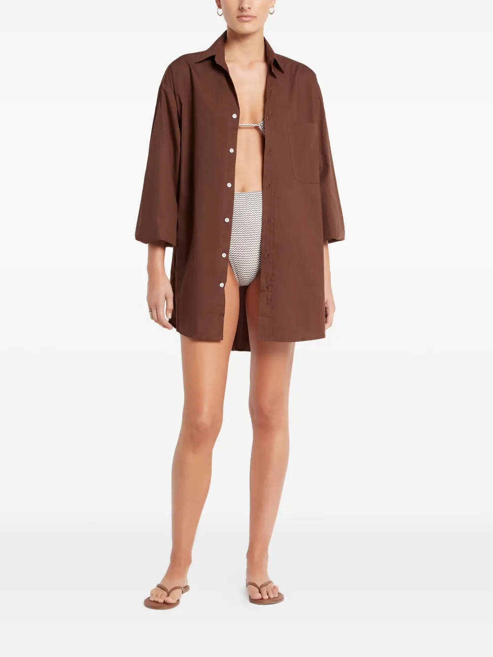 Faithfull the Brand Pontia poplin shirt mini dress - Bruin