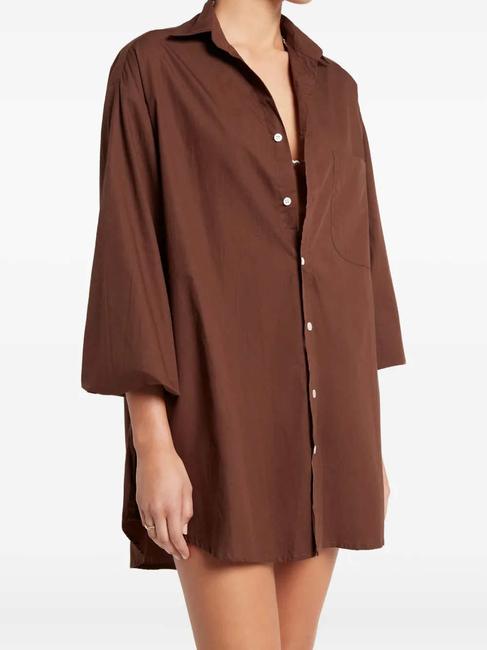 Faithfull the Brand Pontia poplin shirt mini dress Bruin