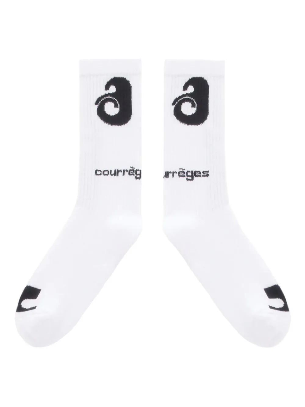 Courrèges logo-detail ribbed socks OFF WHITE BLACK