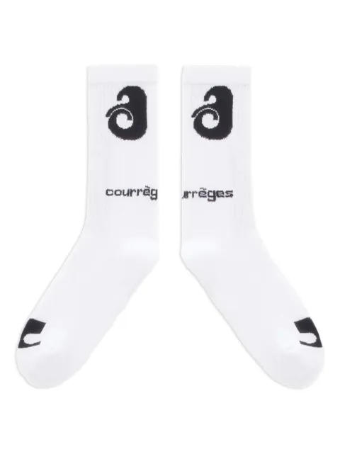 Courrèges logo-detail ribbed socks