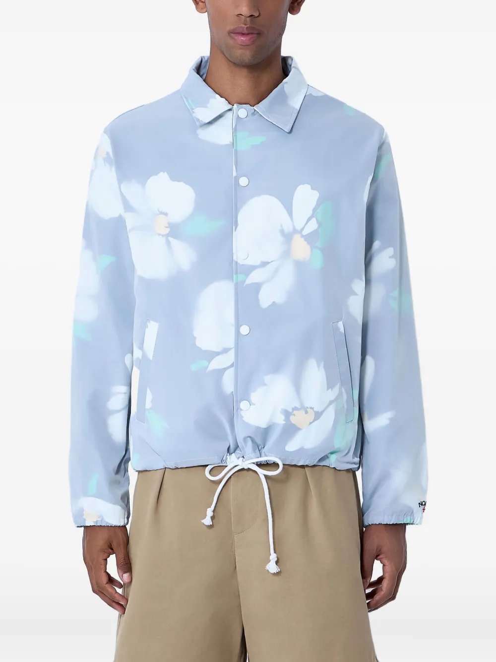 NOAH floral-print snap-button overshirt | Blue | Image 1