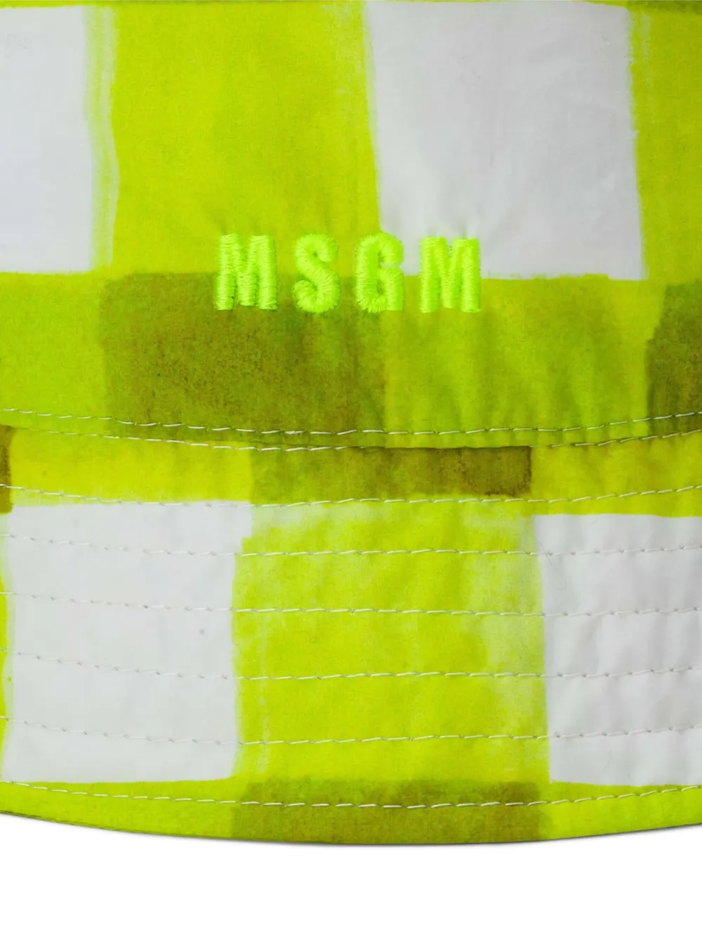 MSGM checked-pattern logo-embroidered bucket hat Geel