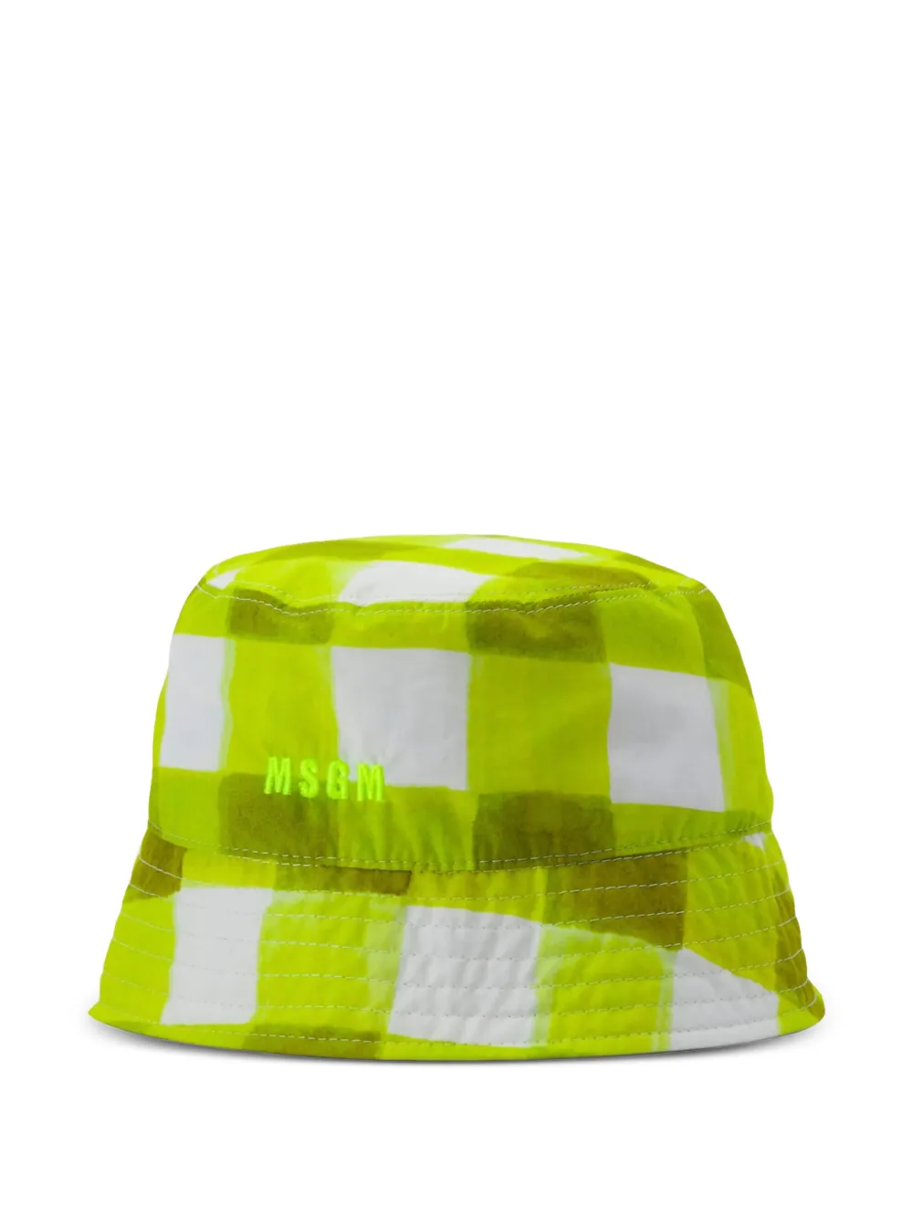 MSGM checked-pattern logo-embroidered bucket hat Geel