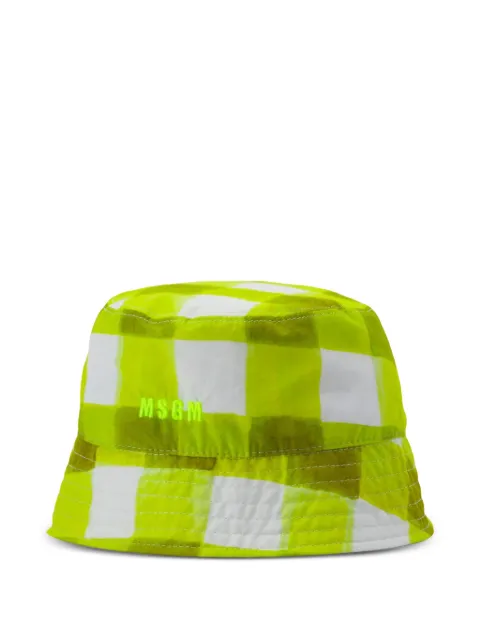 MSGM checked-pattern logo-embroidered bucket hat