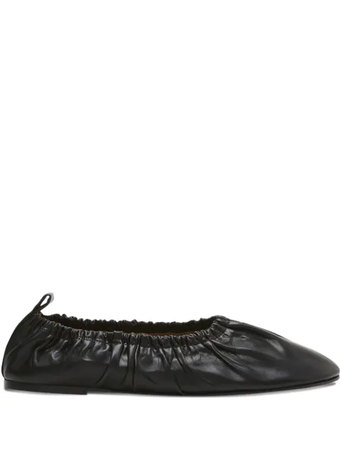 Flattered gathered-leather ballet flats