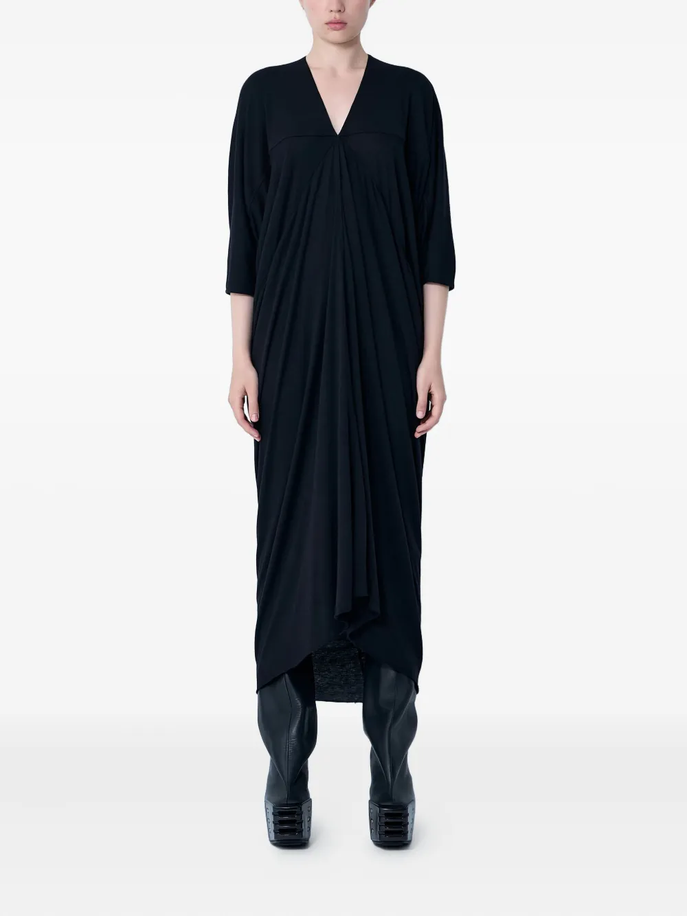 Rick Owens vestido drapeado con cuello en V | negro | Image 1