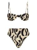 Faithfull the Brand Farrah top Chania bottoms abstract-print high-waisted bikini - Neutrals