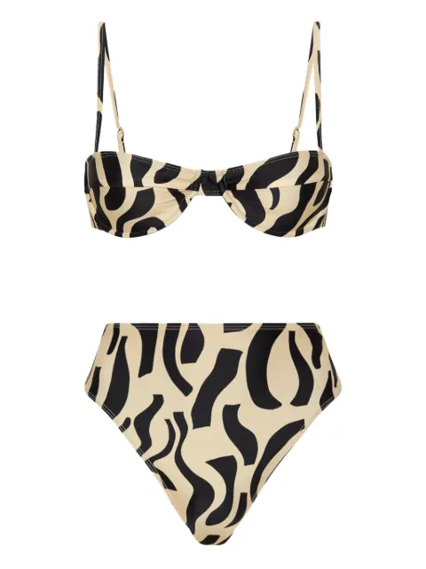 Faithfull the Brand Farrah top Chania bottoms abstract-print high-waisted bikini